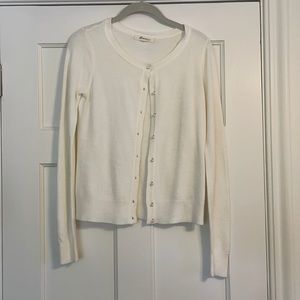 Forever 21 White Cardigan with Pearl Buttons